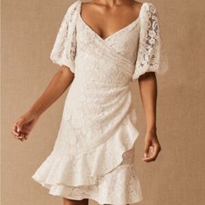 BHLDN Anthropology Cream Lace Mini Dress